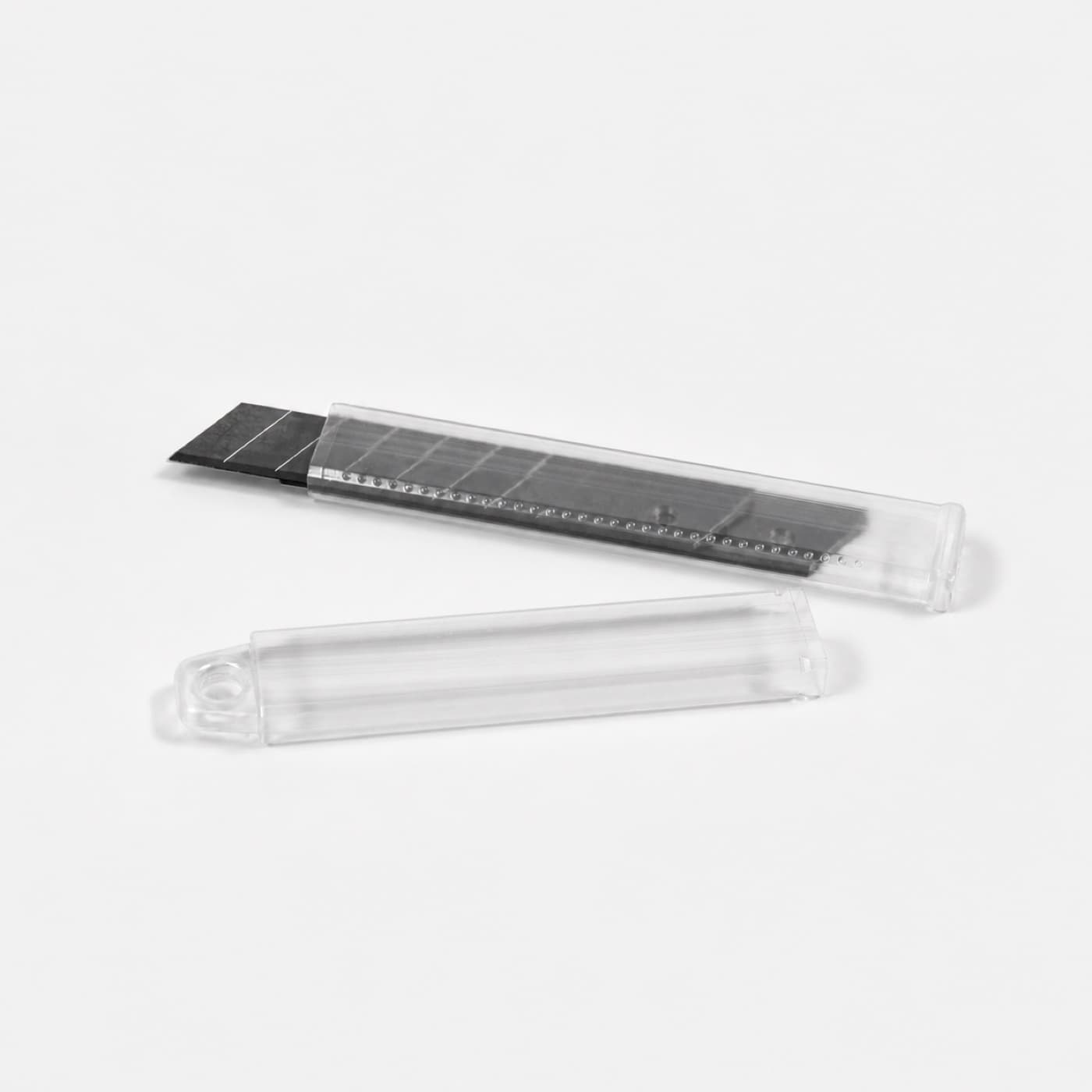 Saw blade in transparent rectangular packaging